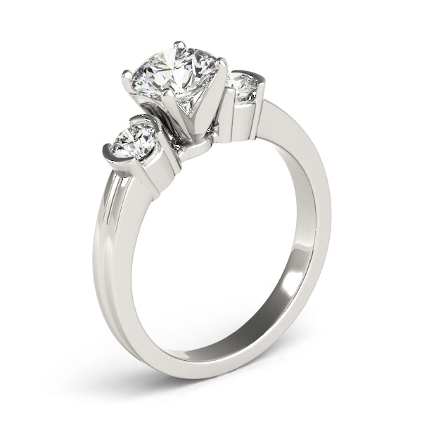 3-Stone Half Bezel Round Engagement Ring