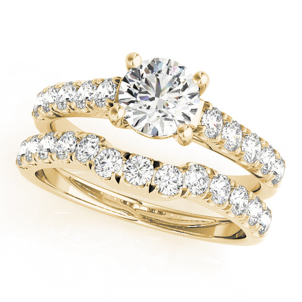 Single Row Split Prong Trellis Engagement Ring