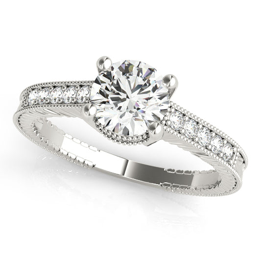 Antique Single Row Prong Milgrain Engagement Ring