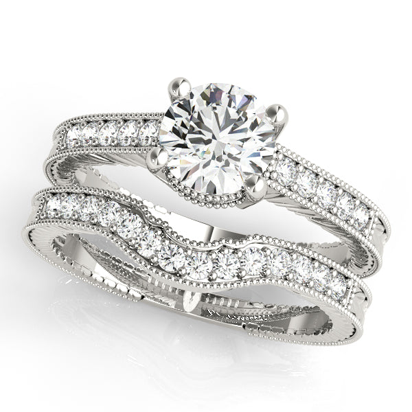 Antique Single Row Prong Milgrain Engagement Ring