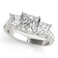 3-Stone Single Row Trellis Princess Engagement Ring