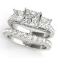 3-Stone Single Row Trellis Princess Engagement Ring