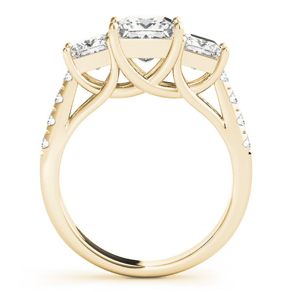 3-Stone Single Row Trellis Princess Engagement Ring