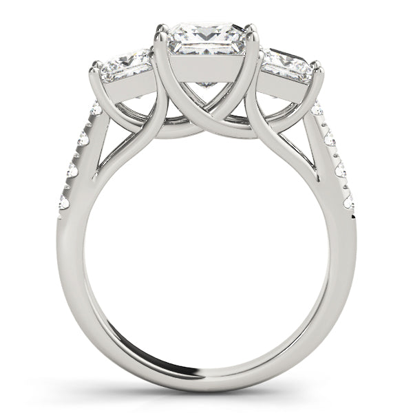 3-Stone Single Row Trellis Princess Engagement Ring
