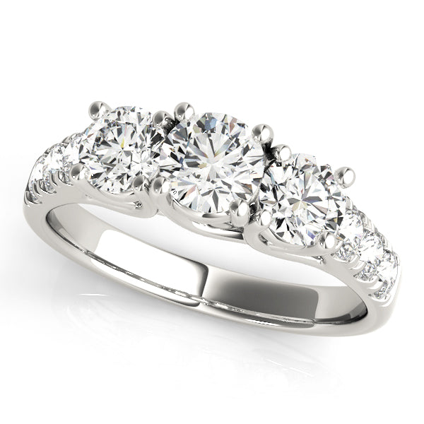 3-Stone Split Prong Trellis Engagement Ring