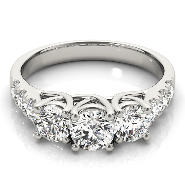 3-Stone Split Prong Trellis Engagement Ring