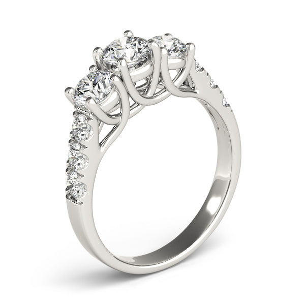 3-Stone Split Prong Trellis Engagement Ring