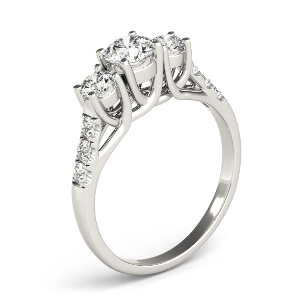 Round 3-Stone Trellis Engagement Ring