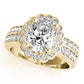 Double Row Floral Oval Halo Engagement Ring