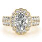 Double Row Floral Oval Halo Engagement Ring
