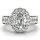 Double Row Floral Oval Halo Engagement Ring