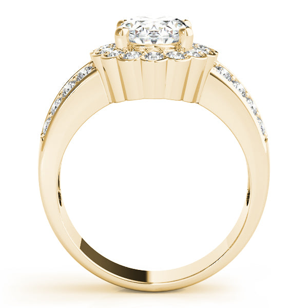 Double Row Floral Oval Halo Engagement Ring