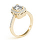 Single Row Prong Halo Emerald-Cut Engagement Ring