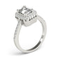 Single Row Prong Halo Emerald-Cut Engagement Ring