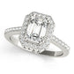 Single Row Prong Halo Emerald-Cut Engagement Ring