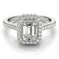 Single Row Prong Halo Emerald-Cut Engagement Ring