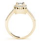 Single Row Prong Halo Emerald-Cut Engagement Ring