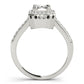 Single Row Prong Halo Emerald-Cut Engagement Ring