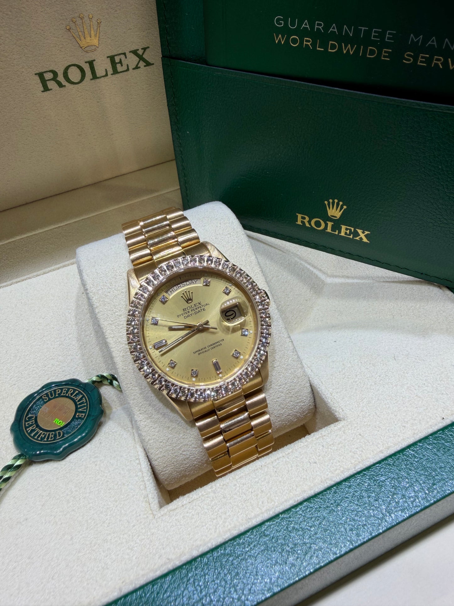 Rolex President Day Date 18038 18k Yellow Gold Gold Diamond Dial
