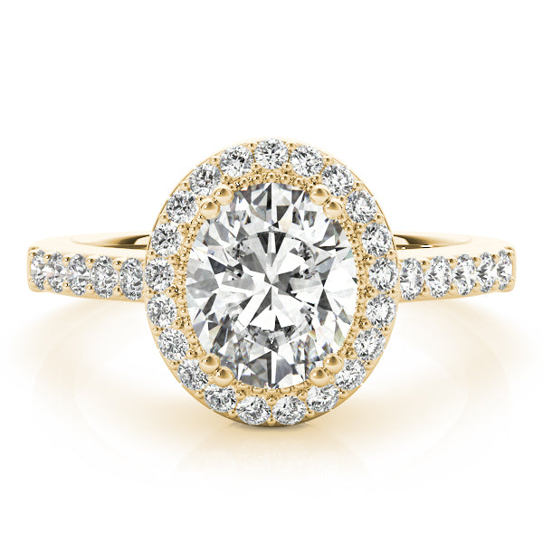 Single Row Prong Halo Oval Engagement Rings
