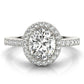Single Row Prong Halo Oval Engagement Rings