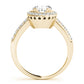 Single Row Prong Halo Oval Engagement Rings