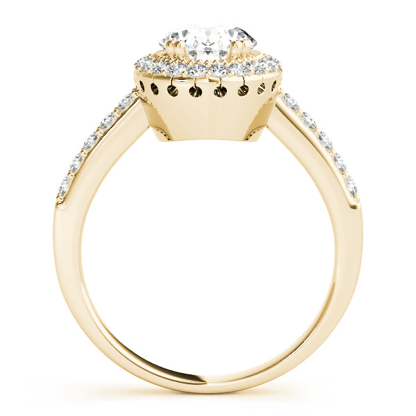 Single Row Prong Halo Oval Engagement Rings