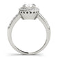 Single Row Prong Halo Oval Engagement Rings