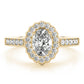 Vintage Single Row Prong Halo Milgrain Engagement Ring