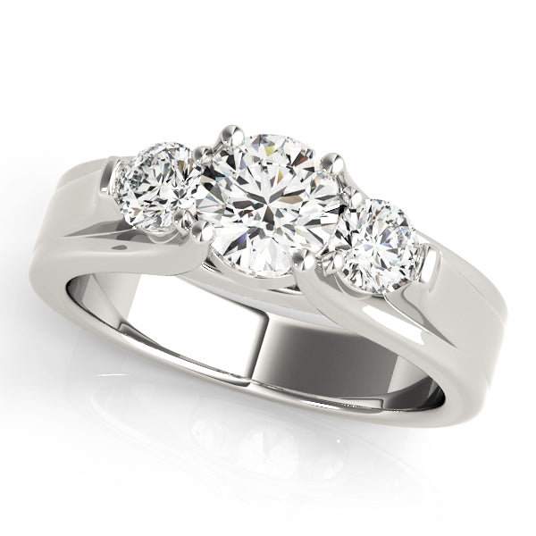 3-Stone Round Trellis Engagement Rings