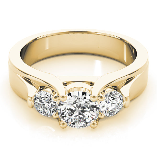 3-Stone Round Trellis Engagement Rings