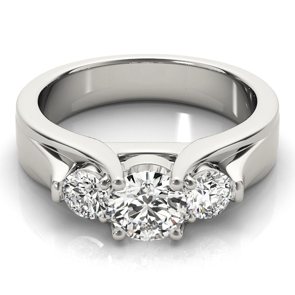 3-Stone Round Trellis Engagement Rings