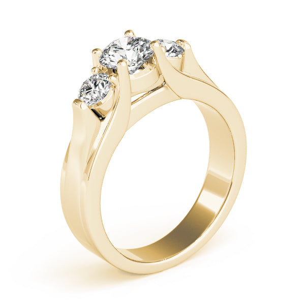 3-Stone Round Trellis Engagement Rings