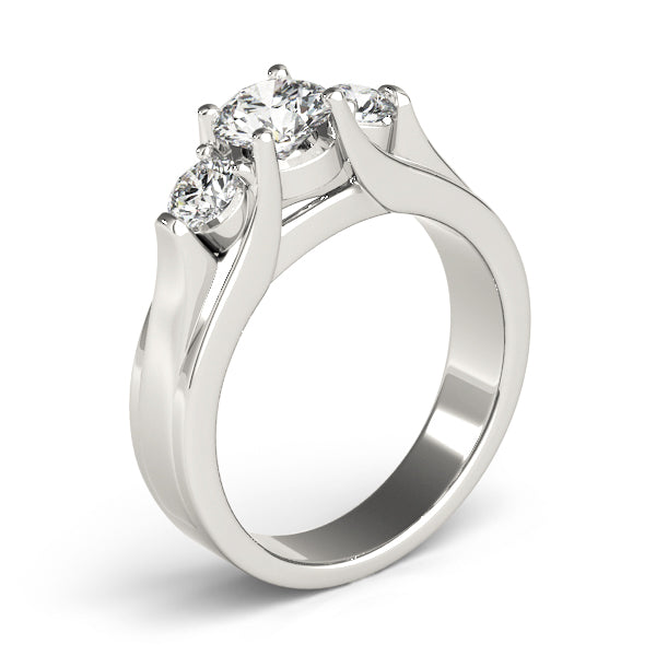 3-Stone Round Trellis Engagement Rings