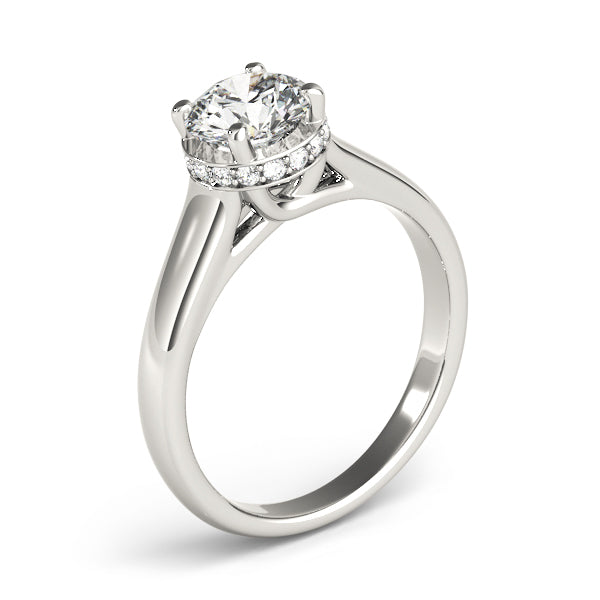 Solitaire Hidden Halo Trellis Engagement Ring