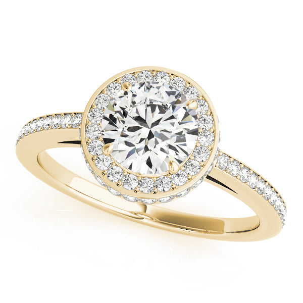 Single Row Prong Halo Engagement Rings