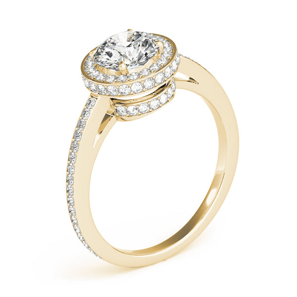 Single Row Prong Halo Engagement Rings