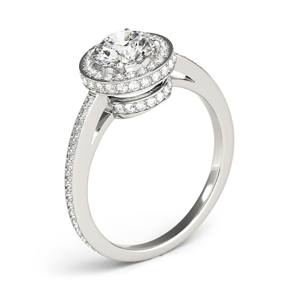 Single Row Prong Halo Engagement Rings