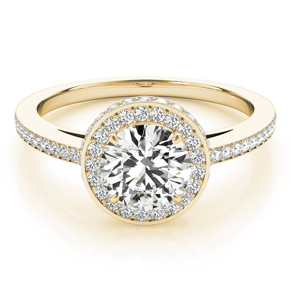 Single Row Prong Halo Engagement Rings