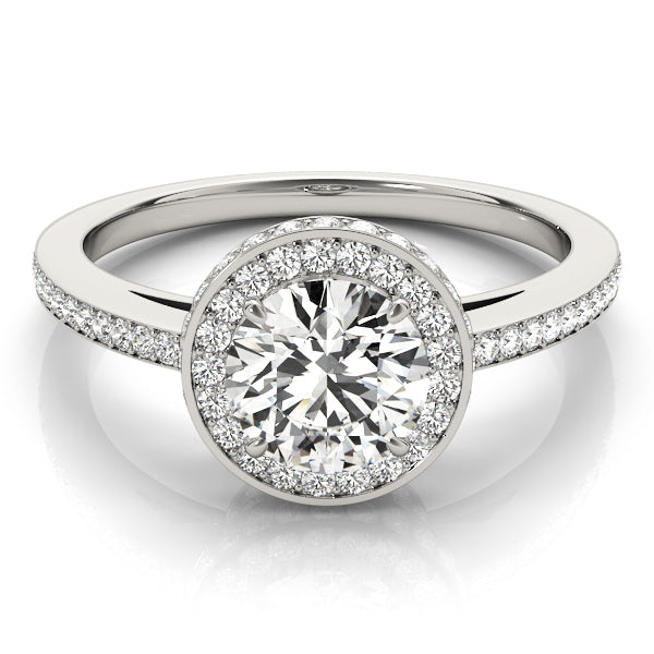 Single Row Prong Halo Engagement Rings