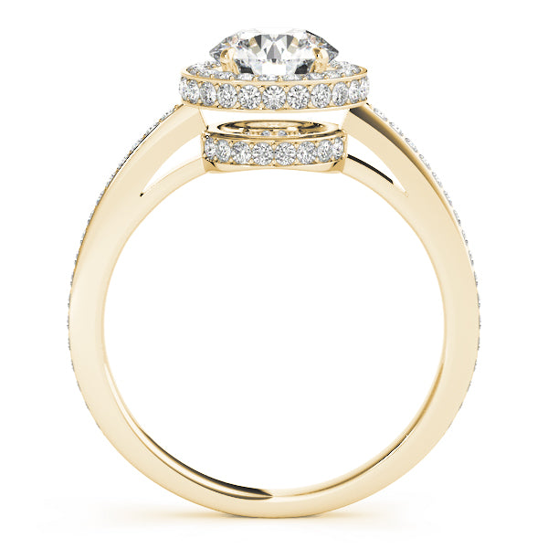 Single Row Prong Halo Engagement Rings