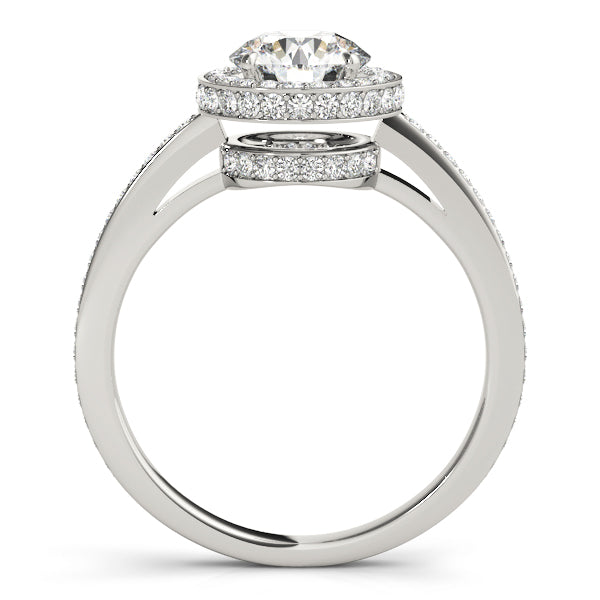 Single Row Prong Halo Engagement Rings