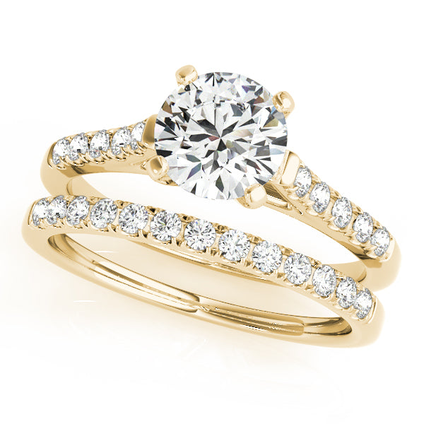 Single Row Split-Prong Cathedral Engagement Ring