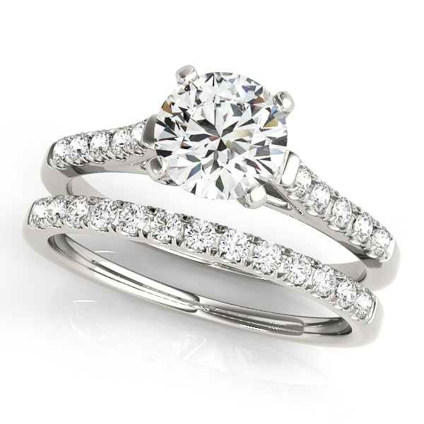 Single Row Split-Prong Cathedral Engagement Ring