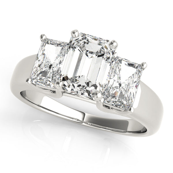 3-Stone Emerald Cut Trellis Engagement Ring