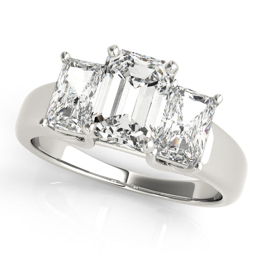 3-Stone Emerald Cut Trellis Engagement Ring