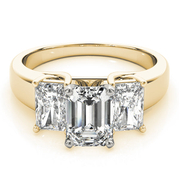 3-Stone Emerald Cut Trellis Engagement Ring
