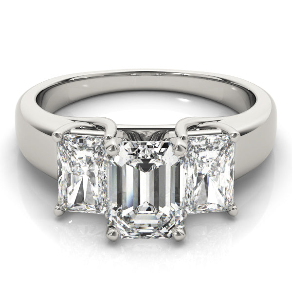 3-Stone Emerald Cut Trellis Engagement Ring