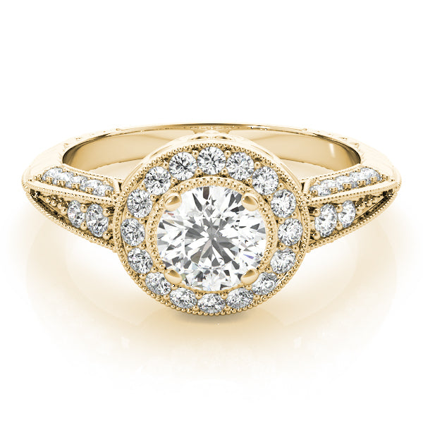 Vintage Inspired Milgrain Round Halo Engagement Ring