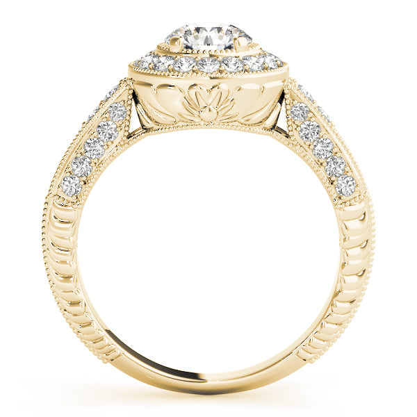 Vintage Inspired Milgrain Round Halo Engagement Ring